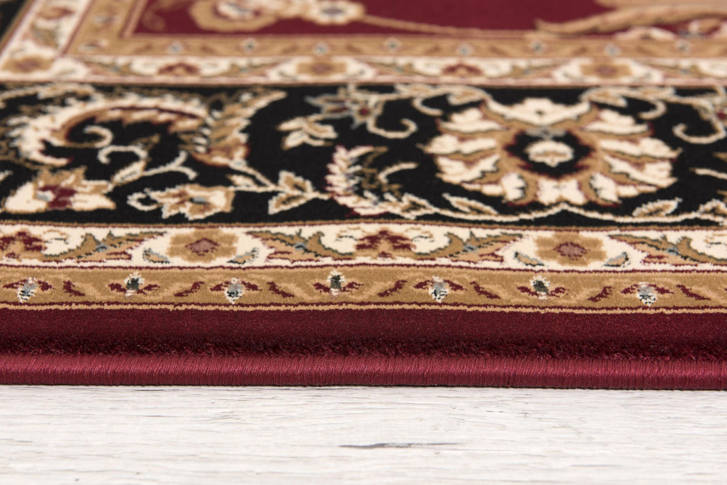 7' x 9' Oriental Power Loom Area Rug - Red And Black