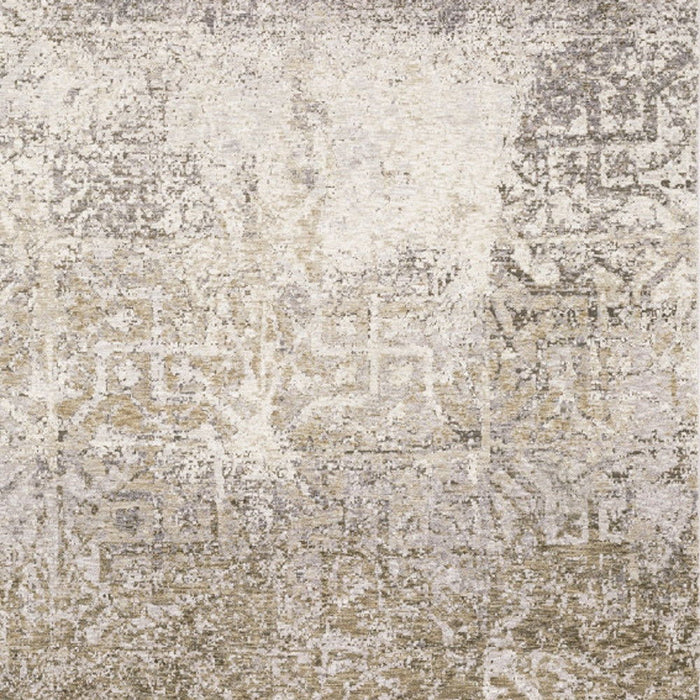 6' x 9' Abstract Power Loom Stain Resistant Area Rug - Ivory Gray Tan Brown And Beige