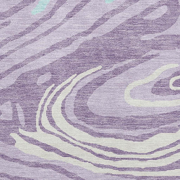 10' X 14' Abstract Washable Area Rug With UV Protection (682433) - Lavender / Mint Green / Sky Blue