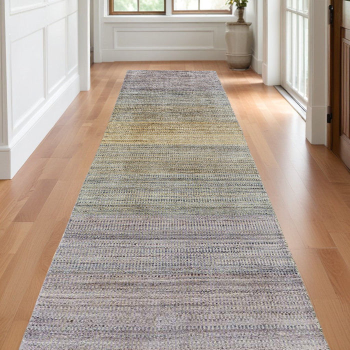 10' Ombre Hand Woven Runner Rug - Beige And Purple