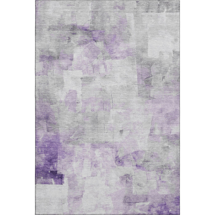 10' X 14' Abstract Washable Area Rug With UV Protection (696716) - Lavender / Silver / Gray