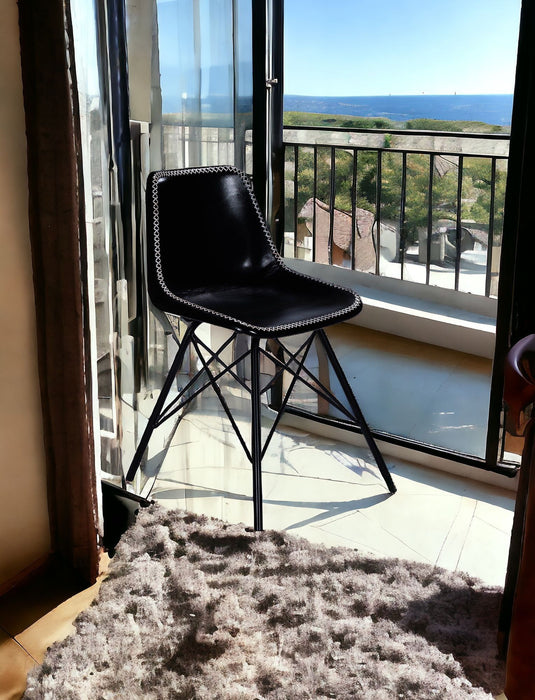 Faux Leather, Side Chair - Black