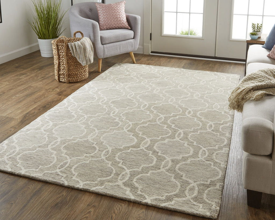 12' X 15' Wool Floral Hand Tufted Area Rug - Brown And Ivory