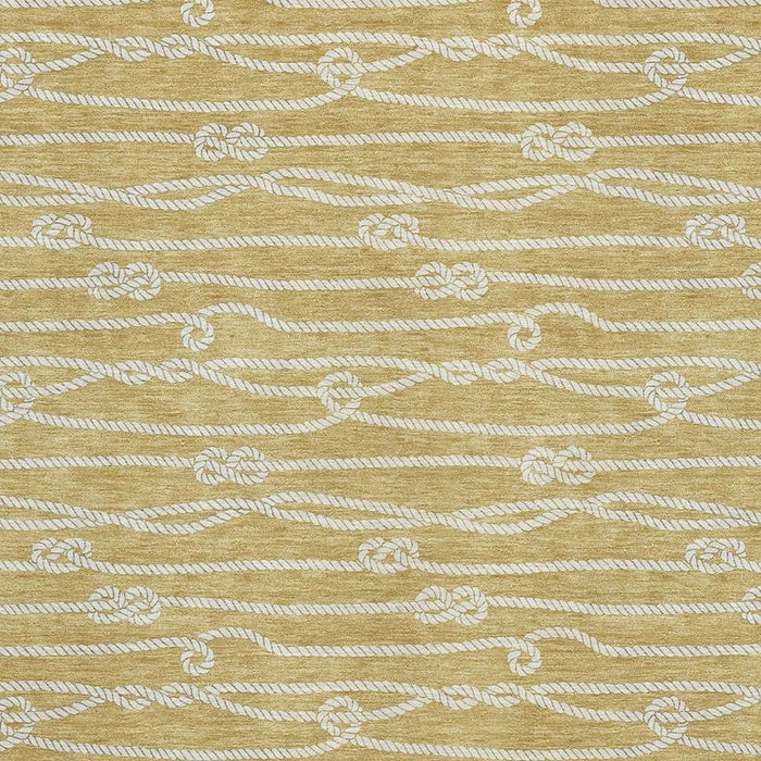 9' X 12' Nautical Washable Area Rug With UV Protection - Gold And Ivory