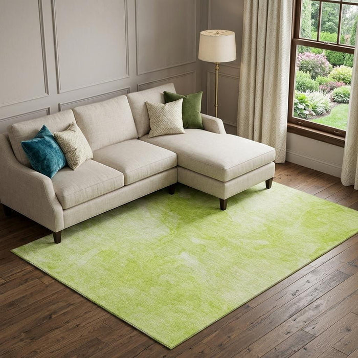 8' X 10' Abstract Washable Area Rug With UV Protection (656278) - Artichoke Green / Ivory