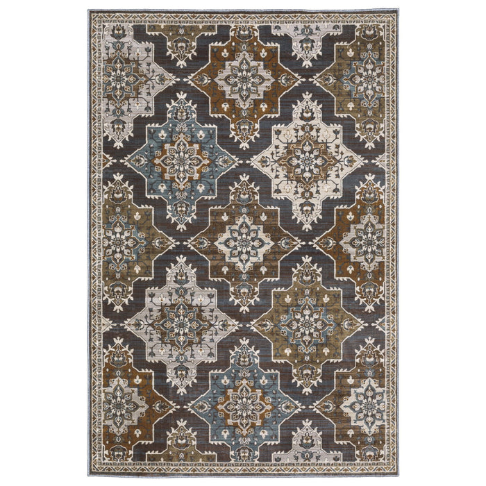 10' X 7' Traditional Medallion Area Rug - Gray And Blue