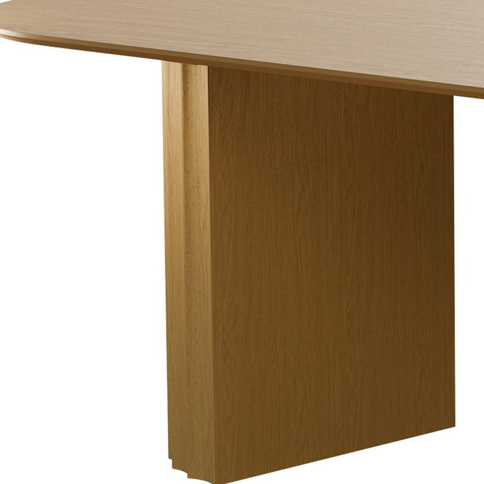 Double Pedestal Base Oval Wood Dining Table - Natural