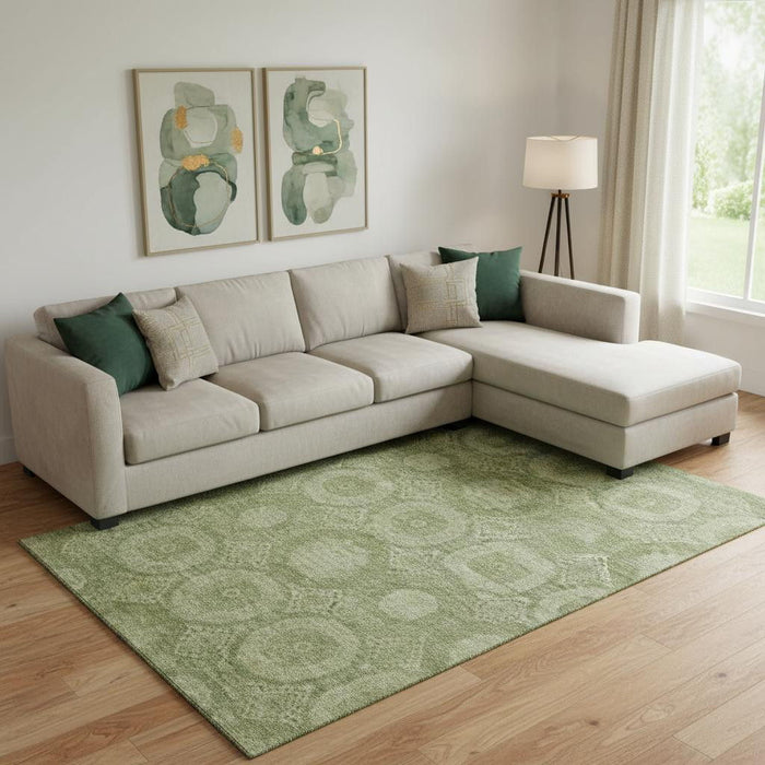 10' X 14' Abstract Geometric Washable Area Rug With UV Protection (708265) - Artichoke Green / Sage