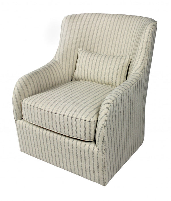 Polyester Blend Striped Swivel Lounge Chair - Natural