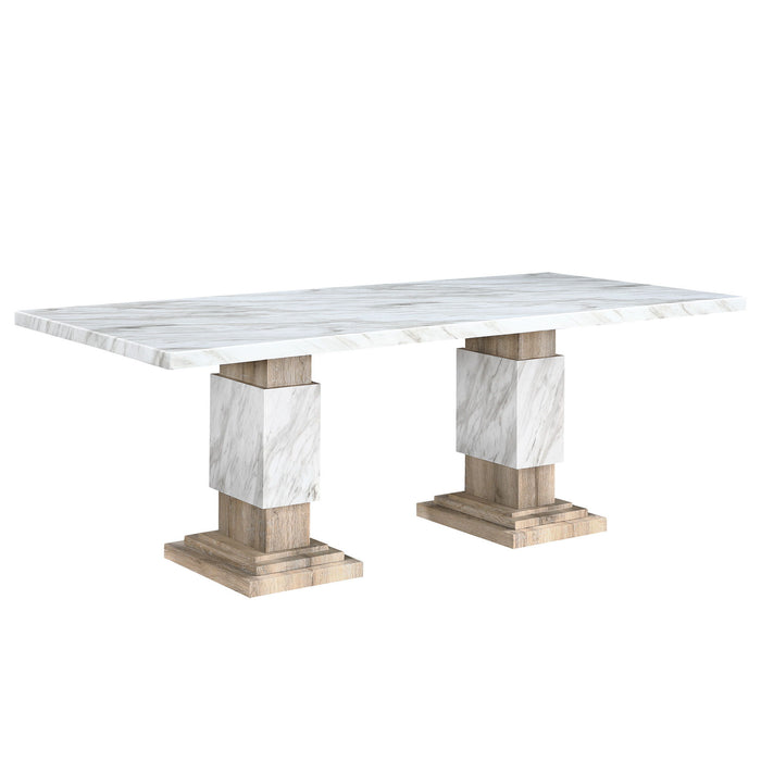 82" Wood Pedestal Base Dining Table - Natural