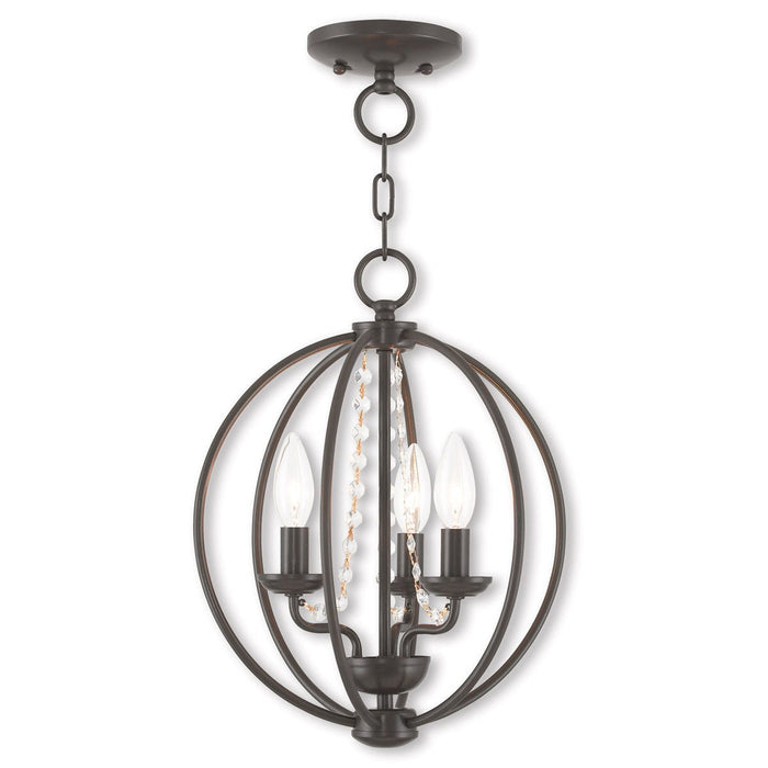 16'' Three Light Dimmable Chandelier With Shades - Bronze