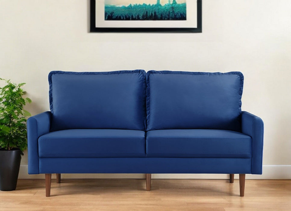 Sofa Velvet With Dark Brown Legs - Blue