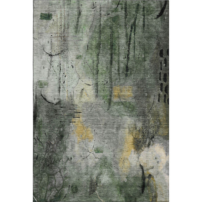 10' X 14' Abstract Washable Area Rug With UV Protection (715351) - Pewter / Charcoal