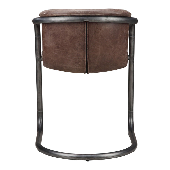 Upholstered Leather Dining Arm Chairs (Set of 2) - Brown / Silver