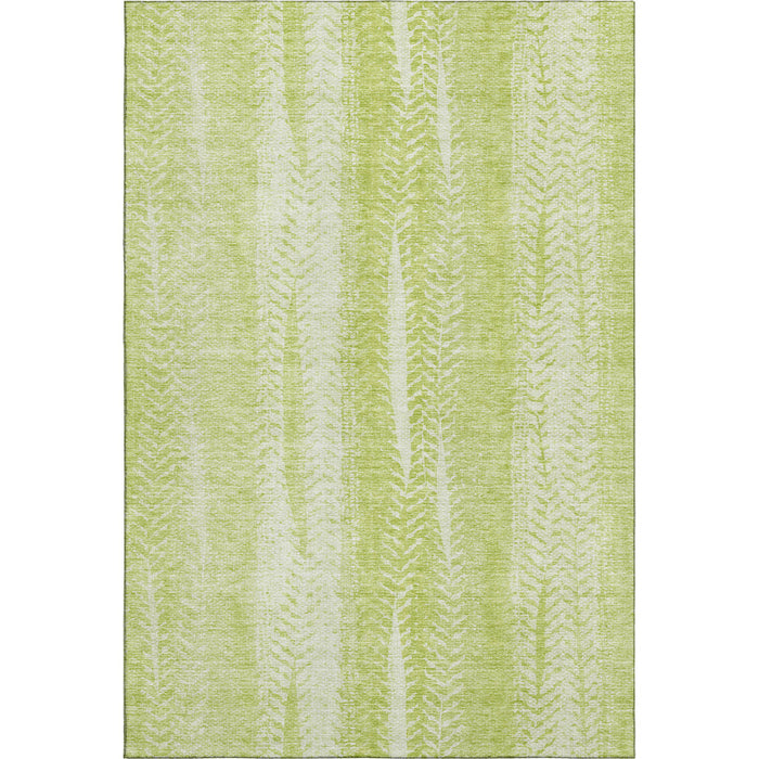 9' X 12' Striped Washable Area Rug With UV Protection (656506) - Artichoke Green / Ivory
