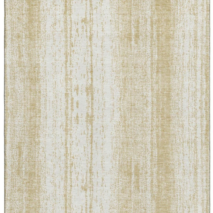 10' X 14' Striped Washable Area Rug With UV Protection (668325) - Gold / Ivory
