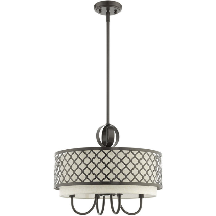 18" Five Light Dimmable Chandelier With Shades - Bronze