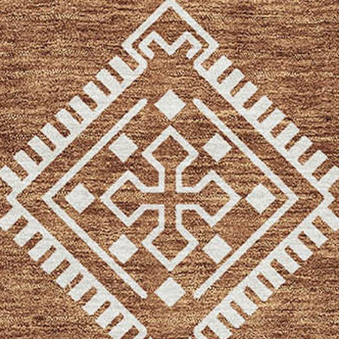 10' X 14' Southwestern Washable Area Rug With UV Protection (671654) - Rust / Ivory