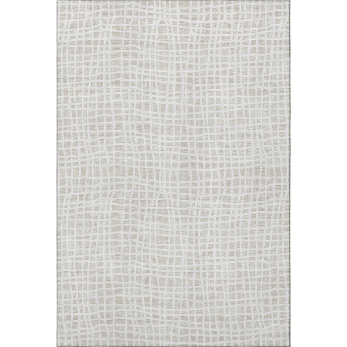 10' X 14' Striped Washable Area Rug With UV Protection - Ivory / Beige