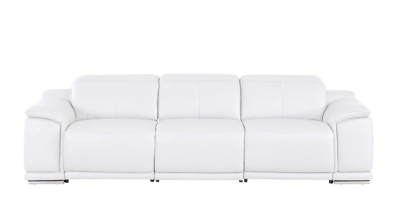 Leather Reclining USB Sofa - White