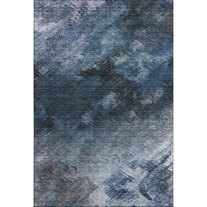 10' X 14' Abstract Washable Area Rug With UV Protection (650500) - Blue / Black / Gray