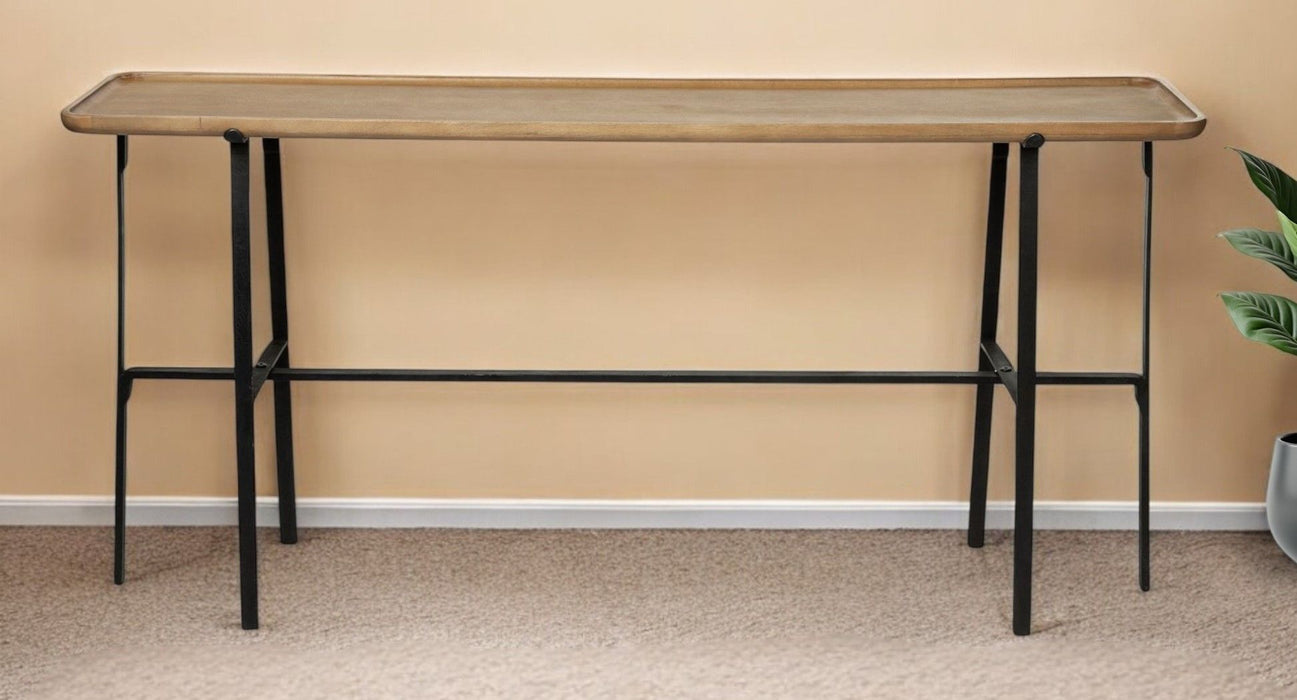 Solid Wood Trestle Console Table - Brown And Black
