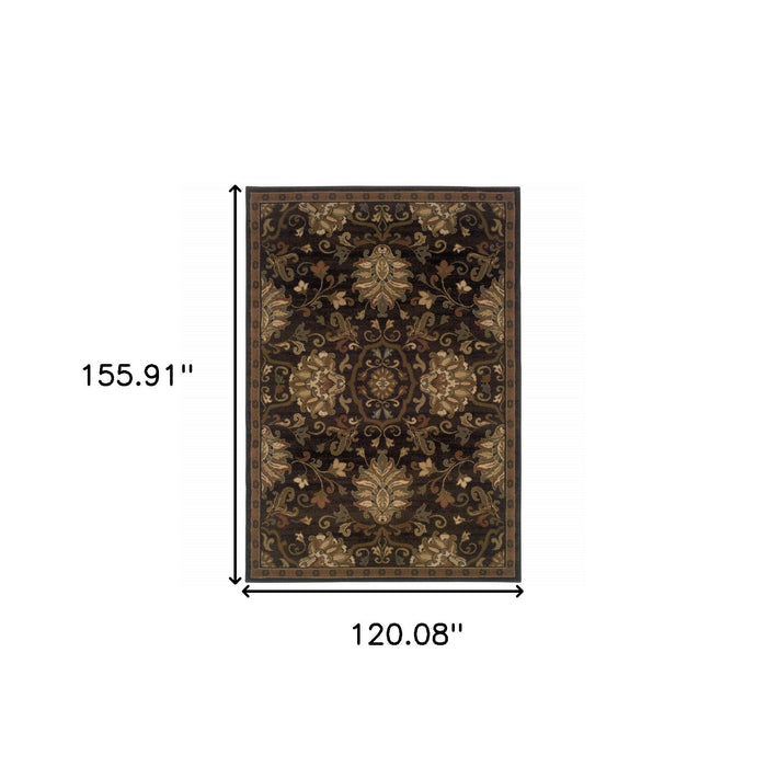 10' x 13' Oriental Power Loom Stain Resistant Area Rug - Brown Beige Blue And Red