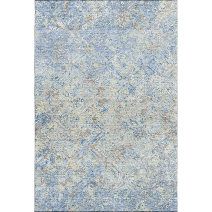 9' X 12' Diamond Washable Area Rug With UV Protection - Sky Blue