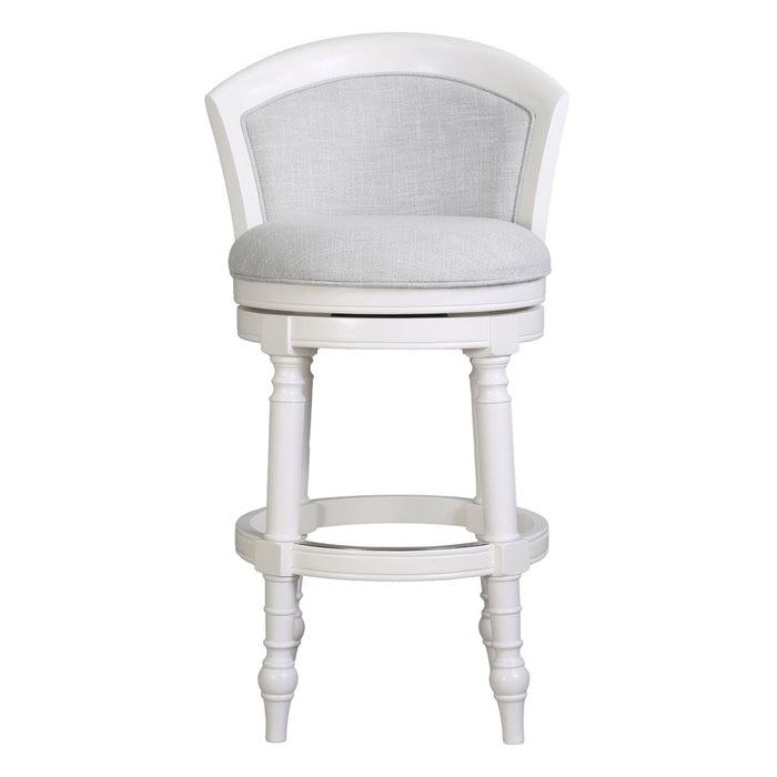 Fabric And Solid Wood Low Back Bar Height Swivel Bar Chair - Gray / White
