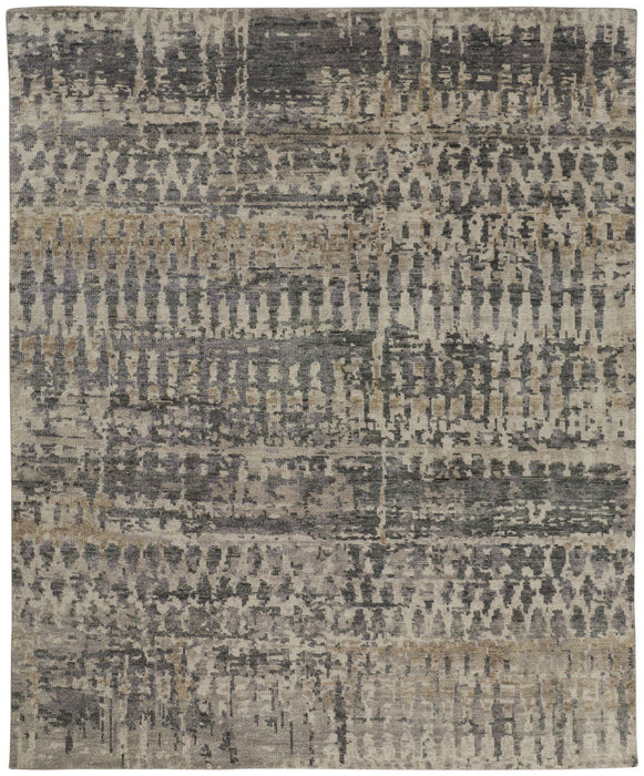 8' X 12' Abstract Hand Knotted Area Rug - Gray
