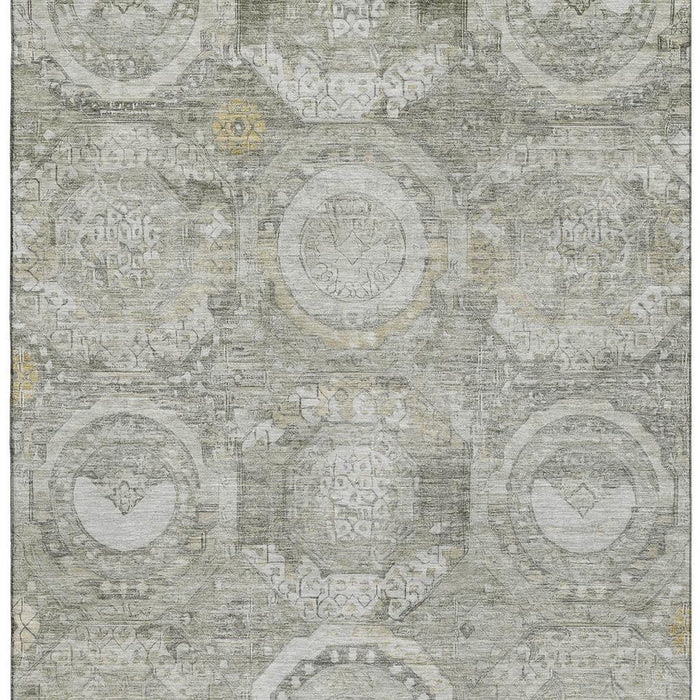10' X 14' Mosaic Washable Area Rug With UV Protection (696410) - Pewter / Gray / Wheat