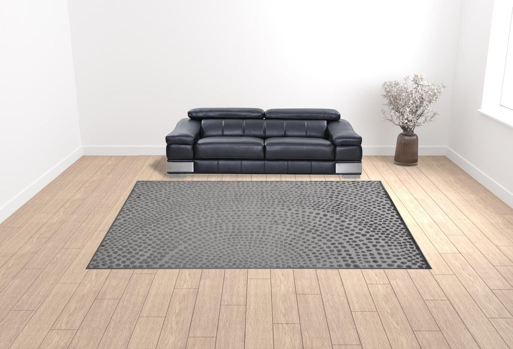 10' x 14' Abstract Stain Resistant Area Rug - Gray Silver And Ivory