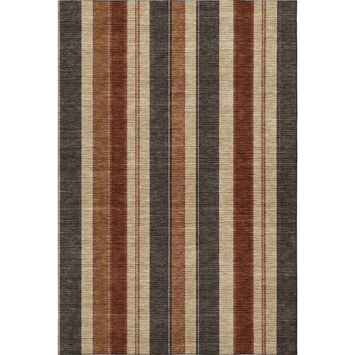 10' X 14' Striped Washable Area Rug With UV Protection (709270) - Chocolate / Rust / Beige