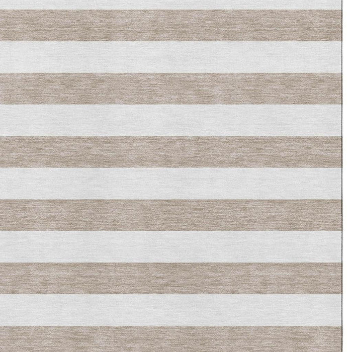 8' X 10' Striped Washable Area Rug With UV Protection (647666) - Taupe / Ivory