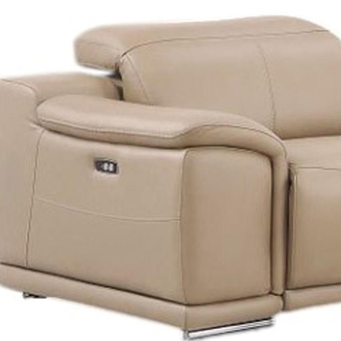 Leather Modular L-Shaped 8 Piece Corner Sectional With Console - Beige