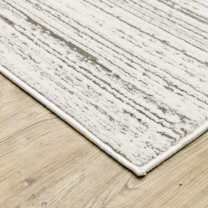 8' x 11' Abstract Power Loom Stain Resistant Area Rug - White And Gray