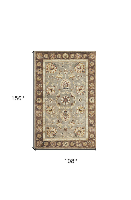 9' x 13' Hand Tufted Traditional Floral Indoor Area Rug - Gray Mocha