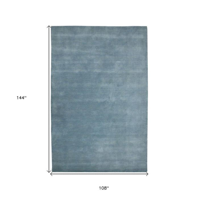 9' X 12' Wool Hand Woven Area Rug - Light Blue