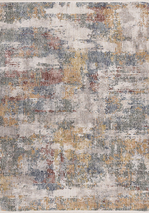 8' X 10' Abstract Area Rug (660208) - Cream / Blue / Yellow