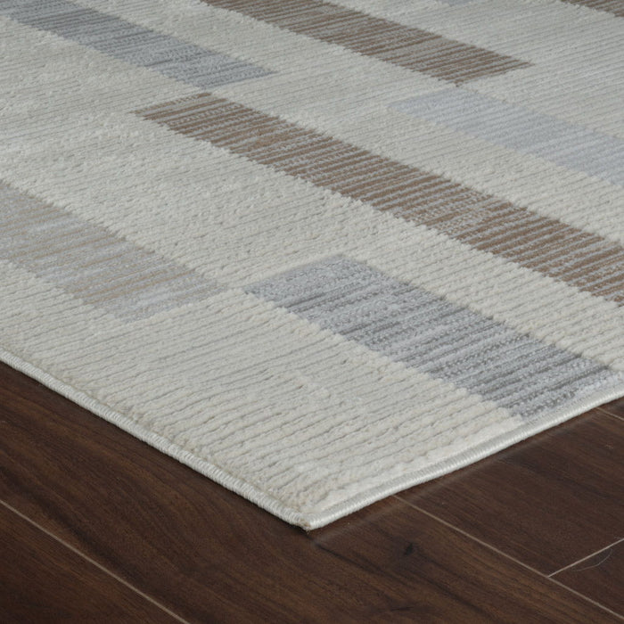 8' x 11' Abstract Distressed Area Rug - Beige And Brown