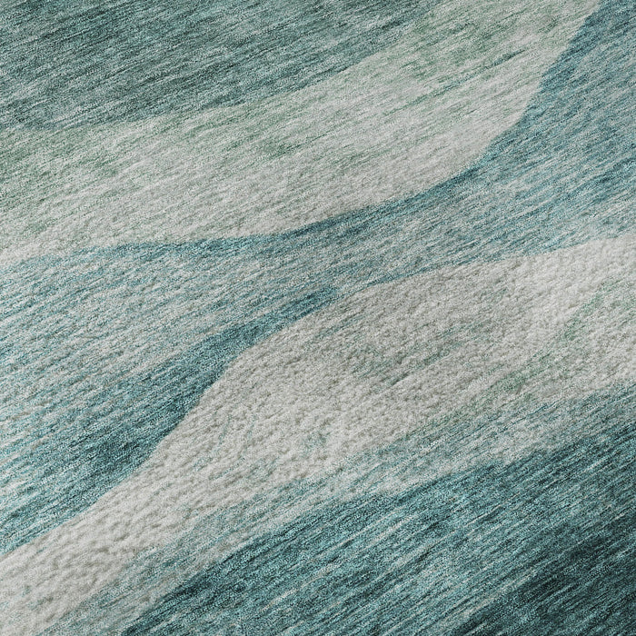 10' X 14' Abstract Washable Area Rug With UV Protection (686342) - Aqua / Teal