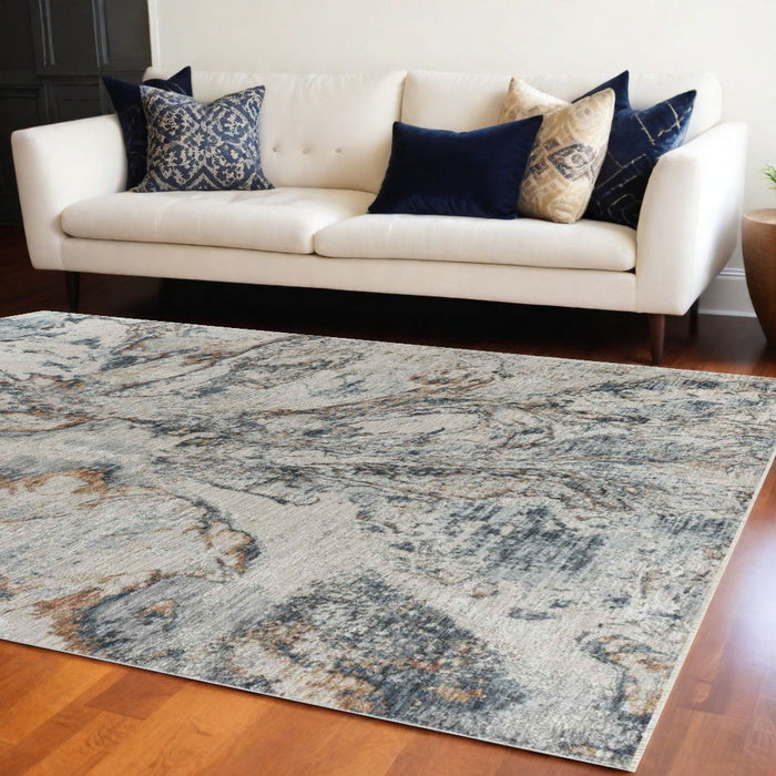8' x 10' Abstract Power Loom Area Rug - Beige Blue