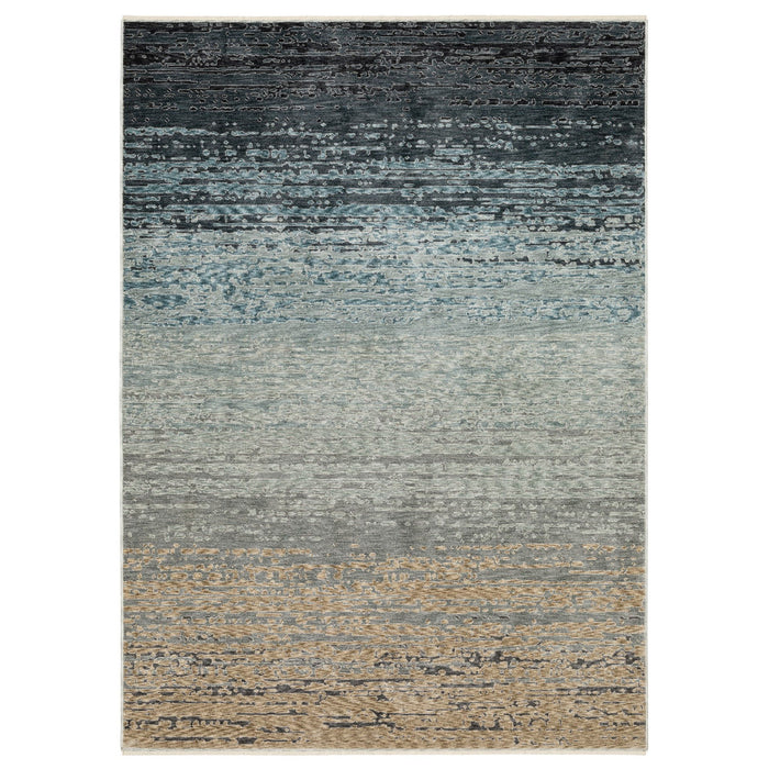 10' X 13' Ombre Area Rug With Fringe (575148) - Blue / Beige