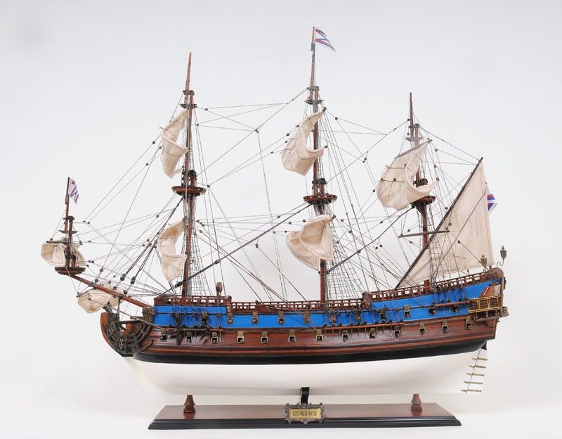 1700 Goto Predestination Hand Painted Decorative Boat - Blue / Brown