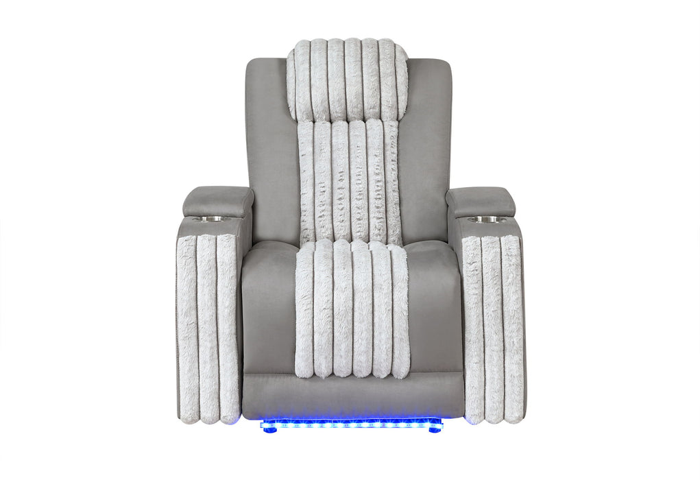 U8000 - Power Recliner With Power Headrest & LED Light - Gray