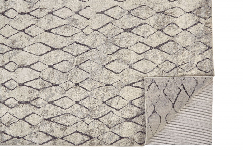 10' x 14' Abstract Stain Resistant Area Rug - Ivory Gray And Taupe