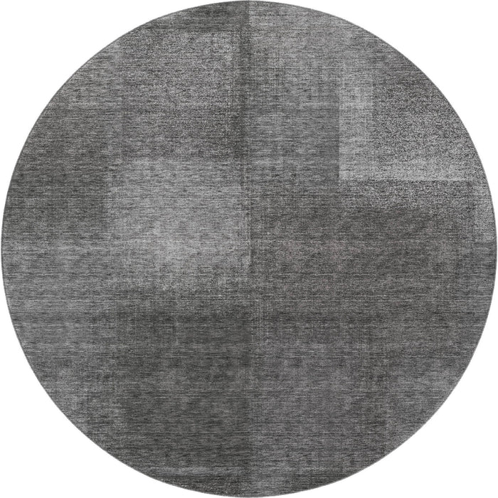 8' Abstract Washable Round Rug Polyester With UV Protection - Gray And Ivory