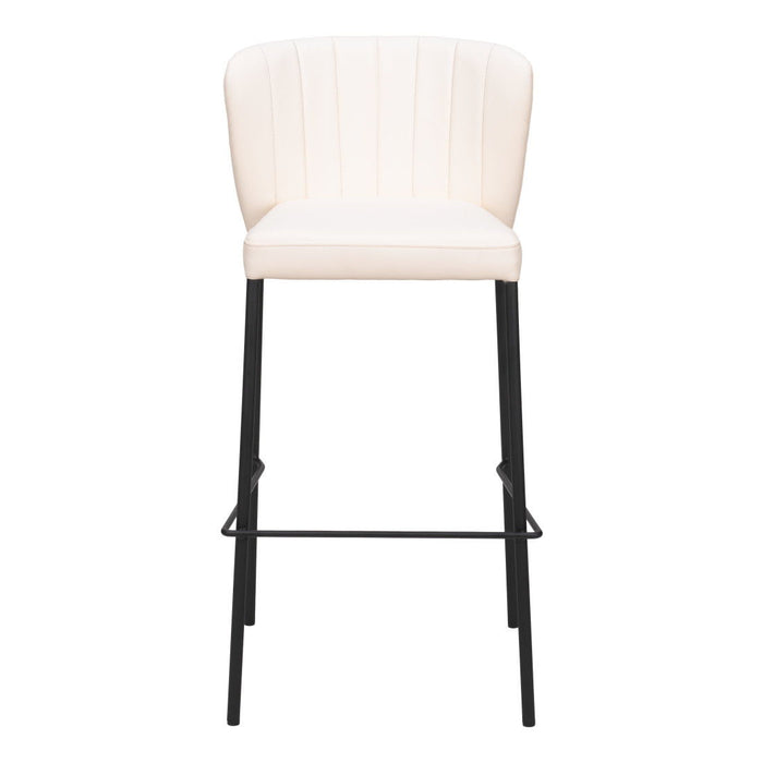Faux Leather And Steel Bar Height Bar Chairs (Set of 2) - Cream And Black