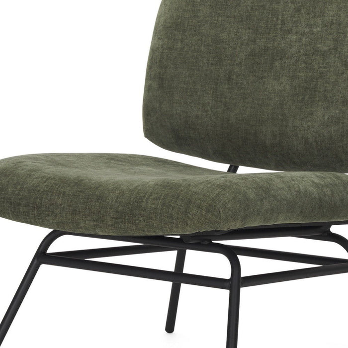 Chenille Metal Slipper Chair - Green / Black