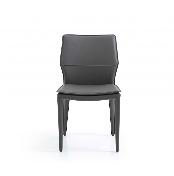 Slipcovered Upholstered Faux Leather Dining Side Chairs (Set of 2) - Gray